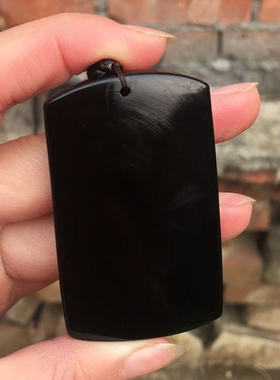 天然黑曜石武财神吊坠忠义关公挂件玉坠项链可免费刻字送男友证书