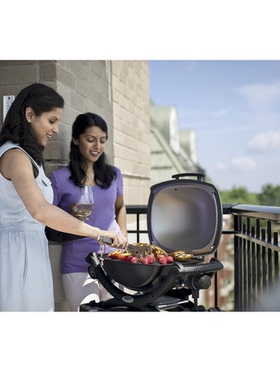英国代购Weber Q1400 Electric Grill 便携珐琅铸铁电烤架烧烤炉