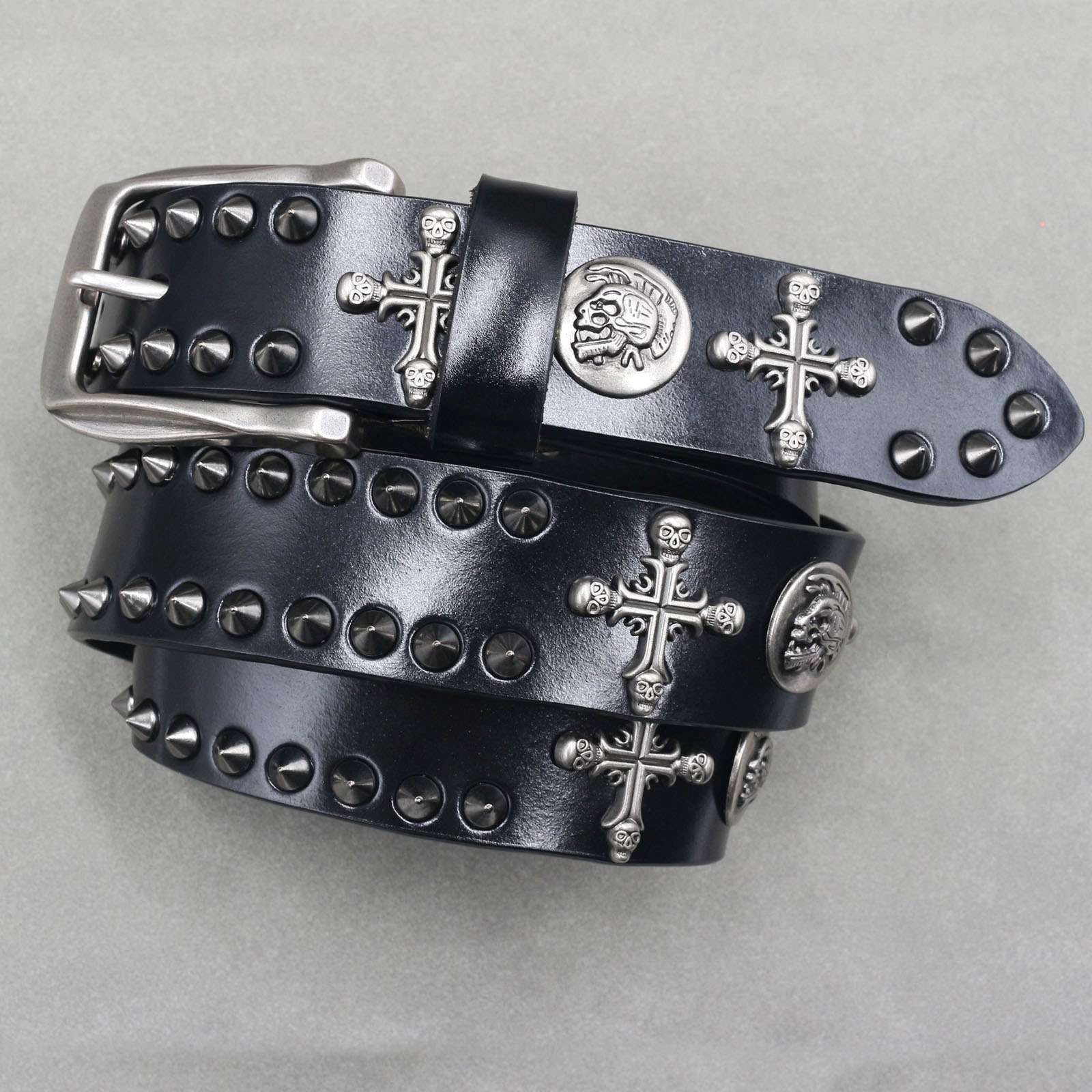 朋克铆钉腰带摇滚机车说唱Rapper潮流时尚个性腰带y2k铆钉皮带 - 图0