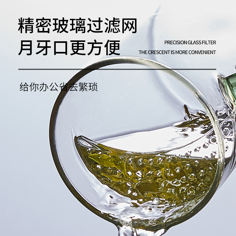 玻璃水杯大容量茶水分离泡茶杯办公室茶杯家用水杯带盖加厚月牙杯-图1