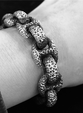 千银厚果陨石坑手链925百搭男女