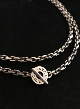 原创圆牌搭扣复古个性项链手工