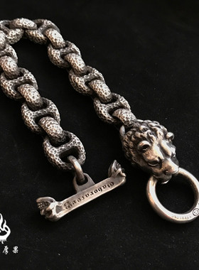 千银厚果小众狮子手链925银手工