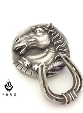 千银厚果   马头  吊坠   财布扣  包扣  925银  手工
