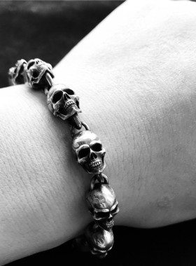 千银厚果骷髅手链925男女小众