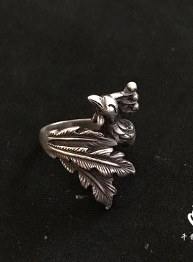 原创女士复古做旧纯银手工戒指