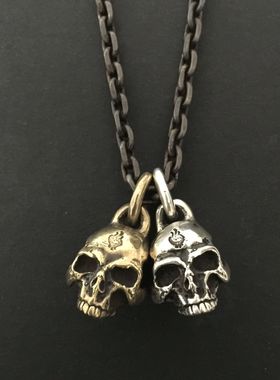 复古做旧摇滚风骷髅925银吊坠