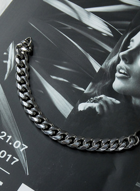 12mm欧美嘻哈钛钢古巴手链