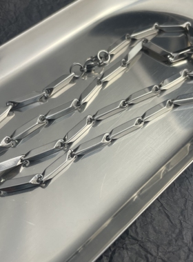 不掉色钛钢钛钢菱形链男项链