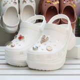 Crocs, ретро пляжные тапочки в стиле Crocs на каблуке на платформе