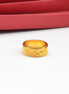 新款车花情侣对戒闭口越南沙金戒指男女镀金订婚指环七夕送男友