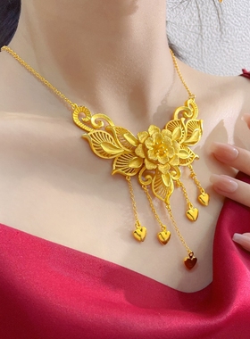 假黄金首饰婚庆三金饰品 婚纱龙凤新娘镀金首饰 镯项耳戒礼盒组合