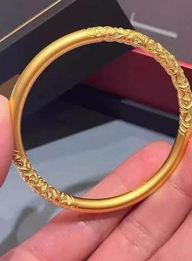 仿金结婚三金磨砂金紫荆花卷草