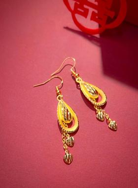 珠宝新大气结婚假三金结婚百花齐放项链真黄金龙凤手镯仿金结婚三