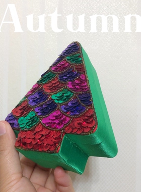 外贸出口手工串珠亮片绿色圣诞树零钱收纳盒圣诞礼物首饰盒礼物盒