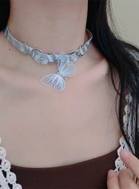 亚文化复古哥特y2k个性设计秋冬毛线多层choker锁骨链女颈链