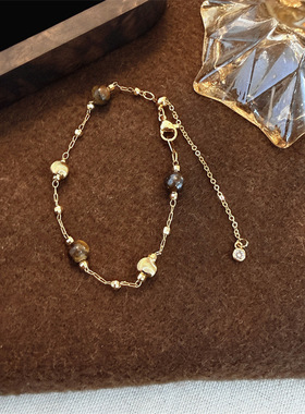 2025新款虎眼石葫芦吊坠项链复古轻奢小众手链气质百搭毛衣锁骨链