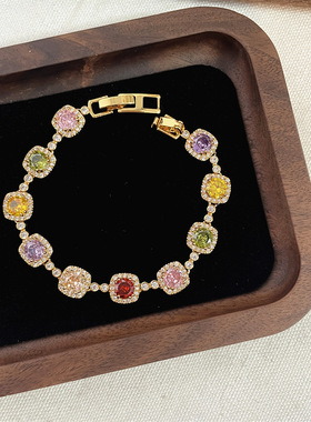 轻奢高级感彩色锆石手链小众设计精致百搭名媛首饰