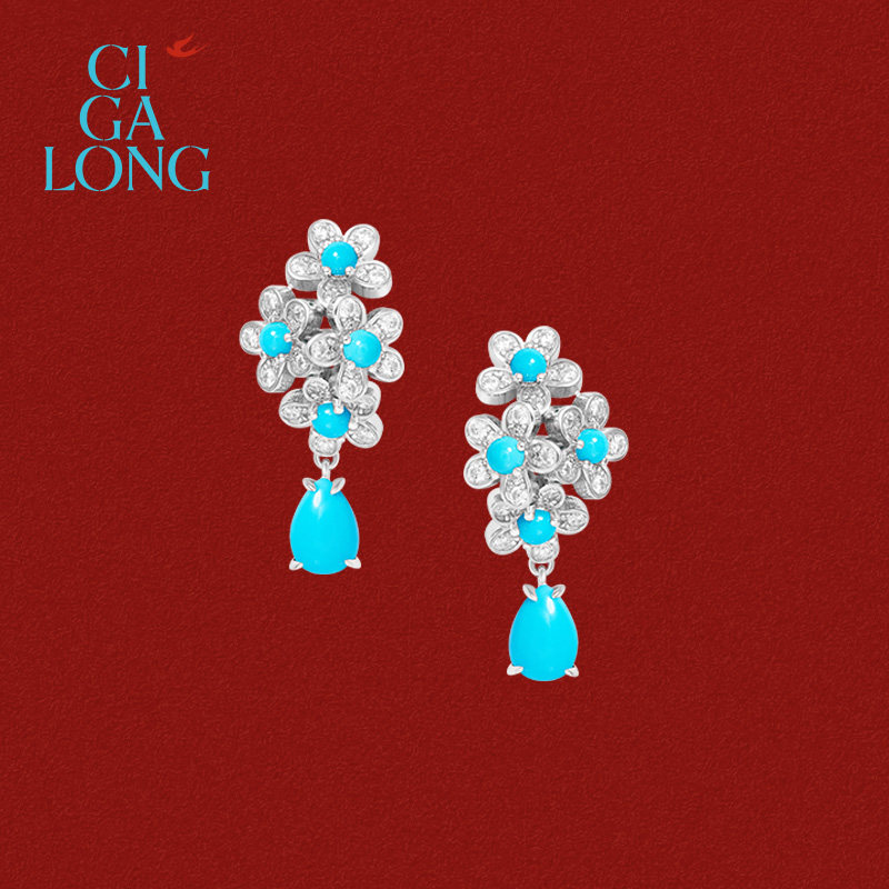 CIGALONG scattered green pine earrings
