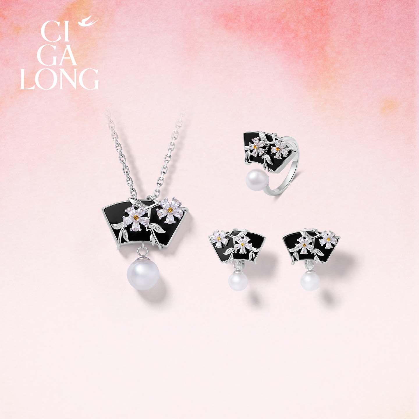 CIGALONG Long Zijia Xinghua Window Stud Earrings