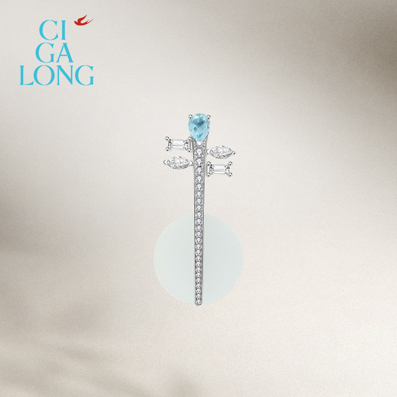 CIGALONG龙梓嘉月琴和田玉银月白胸针耳钉S925梨满园新中式珠宝,淘宝优惠券,粉丝福利购,淘宝优惠卷