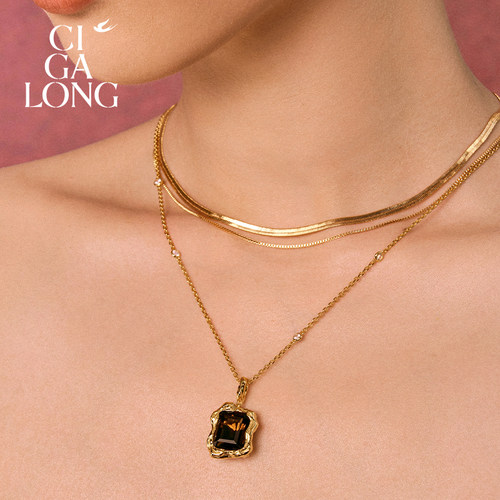 CIGALONG龙梓嘉石来运转水晶吊坠戒指烟晶新中式珠宝母亲节礼物 - 图3