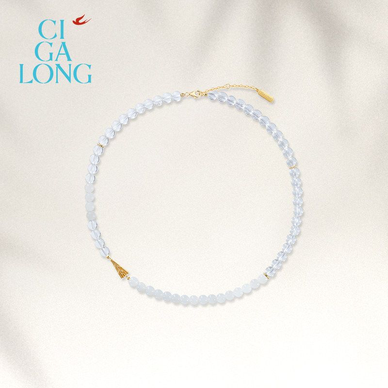 [新品]CIGALONG龙梓嘉折扇和田玉白水晶项链耳钉原创新中式珠宝,淘宝优惠券,粉丝福利购,淘宝优惠卷