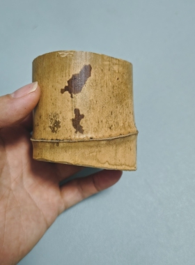 极简竹筒盖置 茶盘配件壶盖架 家用办公室茶台摆件原创手工茶道具