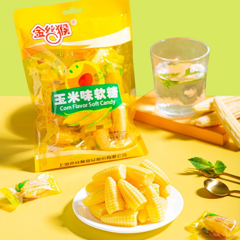 【48元任选8件】金丝猴玉米糖160g袋装儿童休闲零食怀旧水果糖