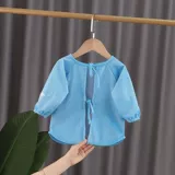 Детский водонепроницаемый фартук, демисезонный вельветовый лонгслив подходит для мужчин и женщин, нагрудник для еды, анти-грязь, сзади на завязках