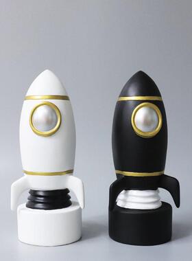 北欧风格卡通火箭儿童存钱创意礼物储钱可存取零钱储蓄摆件
