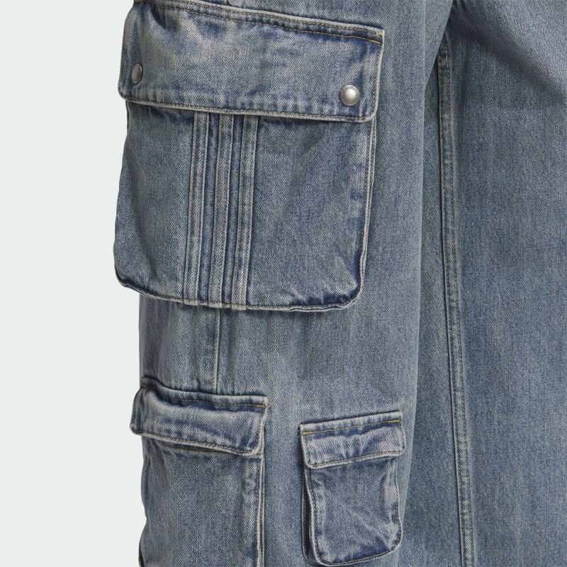 Adidas/阿迪达斯2025春季蛇年新款工装牛仔宽松运动男长裤 JY0204 - 图2