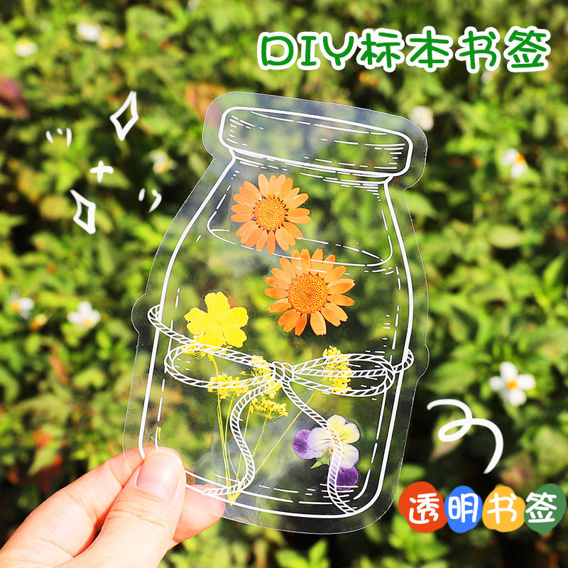 干花书签手工diy材料包透明标本自制秋天压花创意植物押花贴瓶子 - 图0