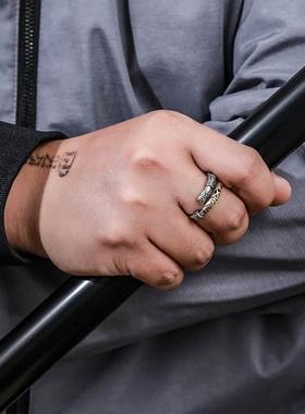 金箍棒戒指泰银开口男女情侣开口戒子个性小众设计ins复古祥云潮