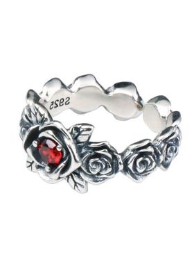 千叶复古个性男女泰银戒指情侣银饰玫瑰花饰品欧美哥特小众设计