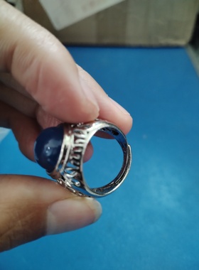 戒指男款复古做旧银镶嵌蓝宝石戒指男款转运珠手饰情侣女情人