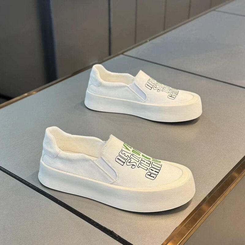 春季潮流百搭透气布面一脚蹬懒人鞋男厚底板鞋韩版时尚休闲帆布鞋,淘宝优惠券,粉丝福利购,淘宝优惠卷