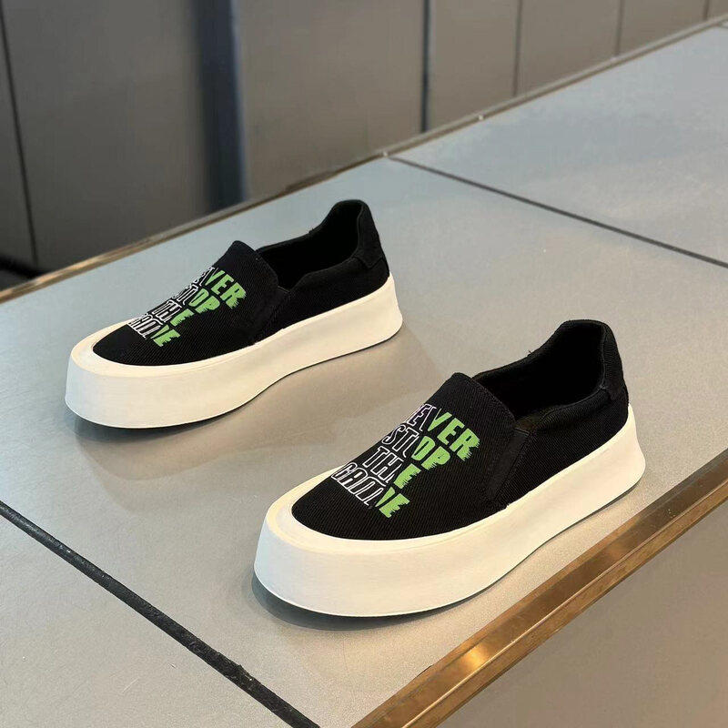 春季潮流百搭透气布面一脚蹬懒人鞋男厚底板鞋韩版时尚休闲帆布鞋,淘宝优惠券,粉丝福利购,淘宝优惠卷