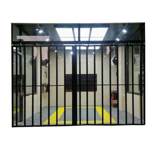 铝合金水晶折叠门隔断门弧形透明推拉卷帘汽车美容店商场商铺拉门 - 图3