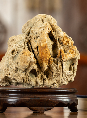 清代石随形佛龛及红木座