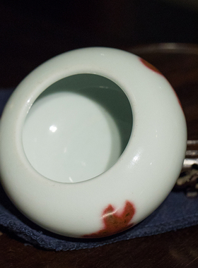 清代 釉里红鱼纹水盂老物件收藏品文玩古董瓷器文房雅器水洗摆件