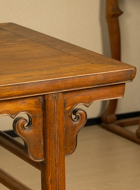 红木夹头榫如意云纹画案