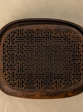 张鸣岐款铜錾花福庆纹手炉