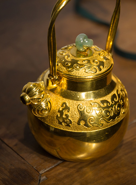 领导竹影兽口饕餮纹长辈金壶