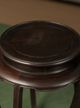 红木五足带拖泥花几摆件