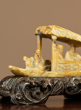 清代青田石雕赤壁赋山子摆件