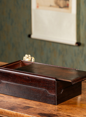 清早期紫檀暗屉文房盖盒