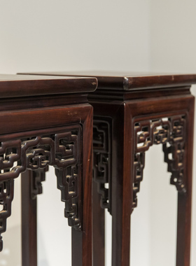 红木拐子纹明清古典风家具摆件