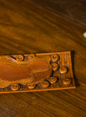 清代 竹雕云纹臂搁老物件文玩古董收藏文房雅器书房桌面摆件腕枕