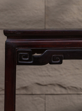 清代红木镶云石回纹八仙桌